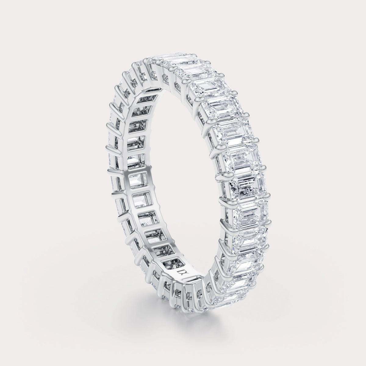 SHP CT Lab Grown Diamond Eternity Band by Dorah in 14k White Gold, side view.