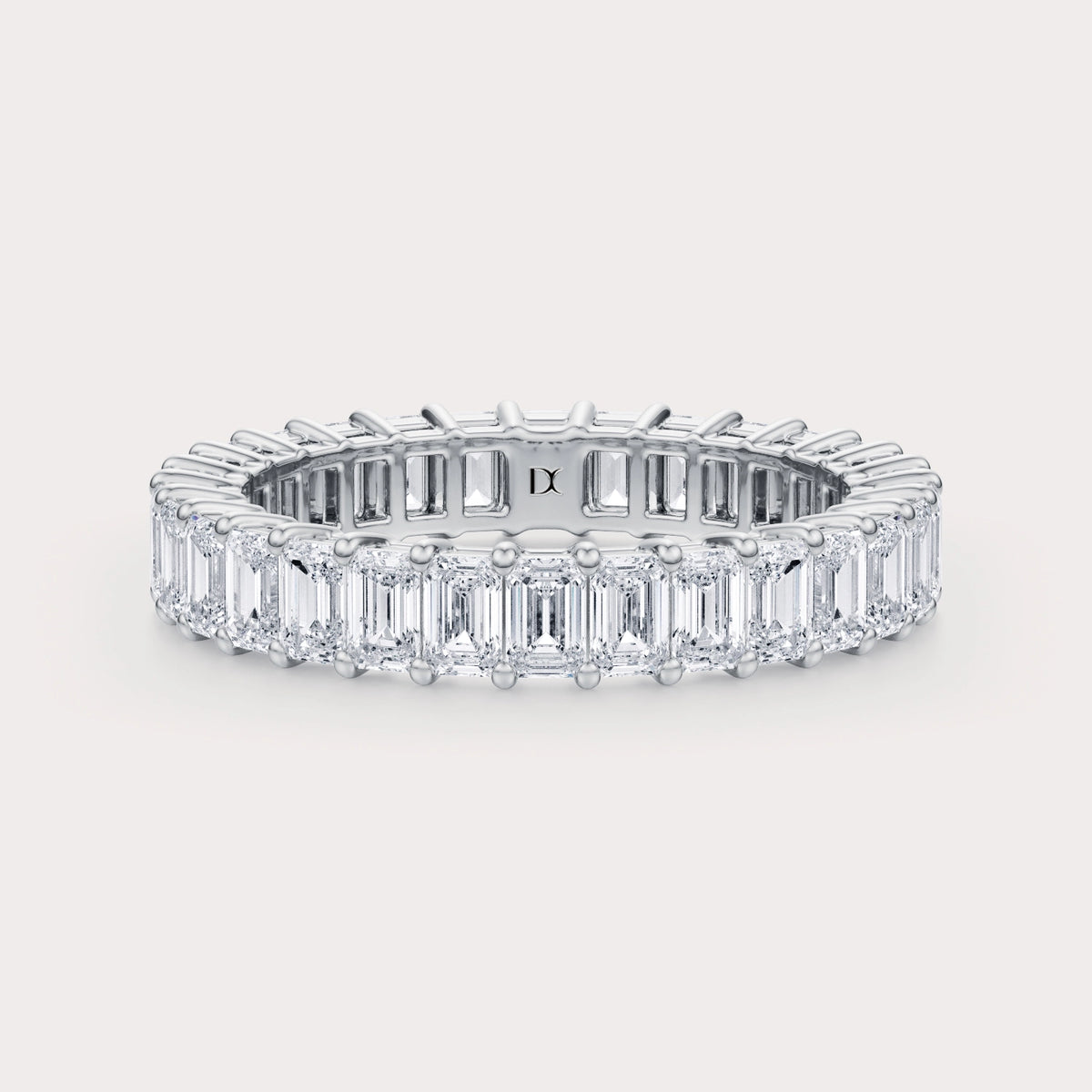 SHP CT Lab Grown Diamond Eternity Band by Dorah in 14k White Gold, top view.