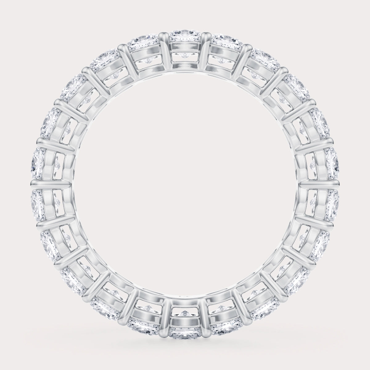 SHP CT Lab Grown Diamond Eternity Band by Dorah in 14k White Gold, side view.