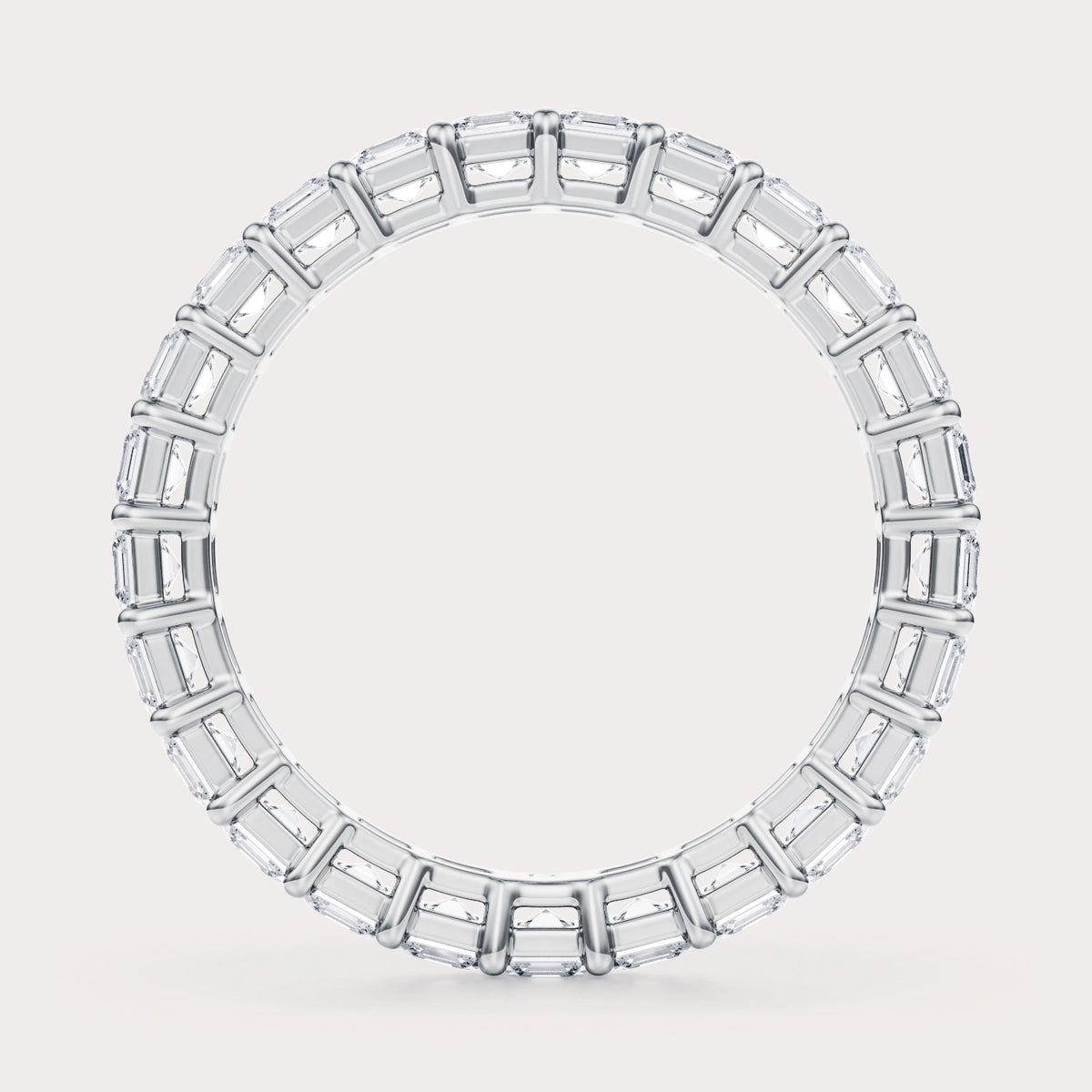SHP CT Lab Grown Diamond Eternity Band by Dorah in 14k White Gold, side view.