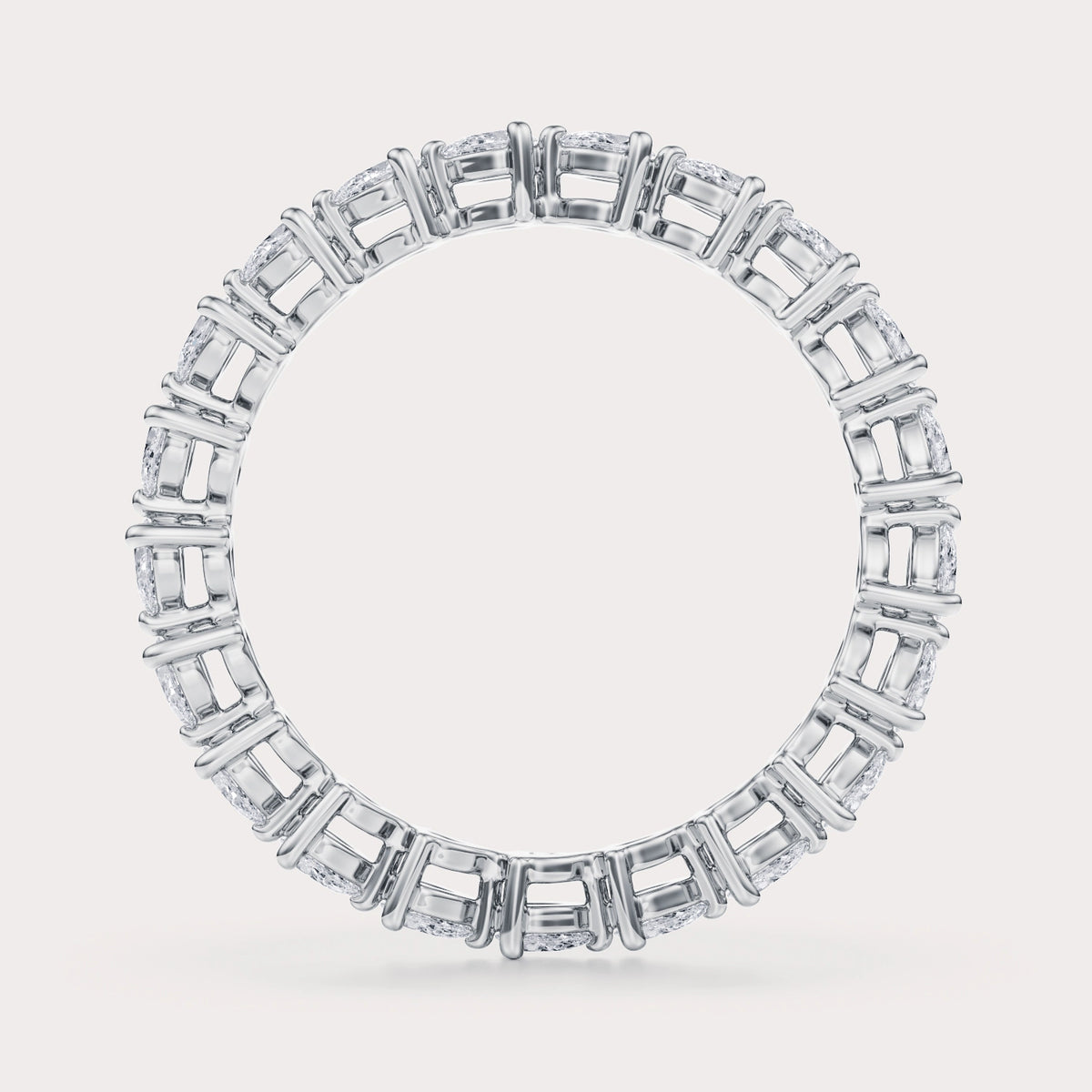 East West Pear 1 CT Eternity Band by Dorah in 14k White Gold, side view.