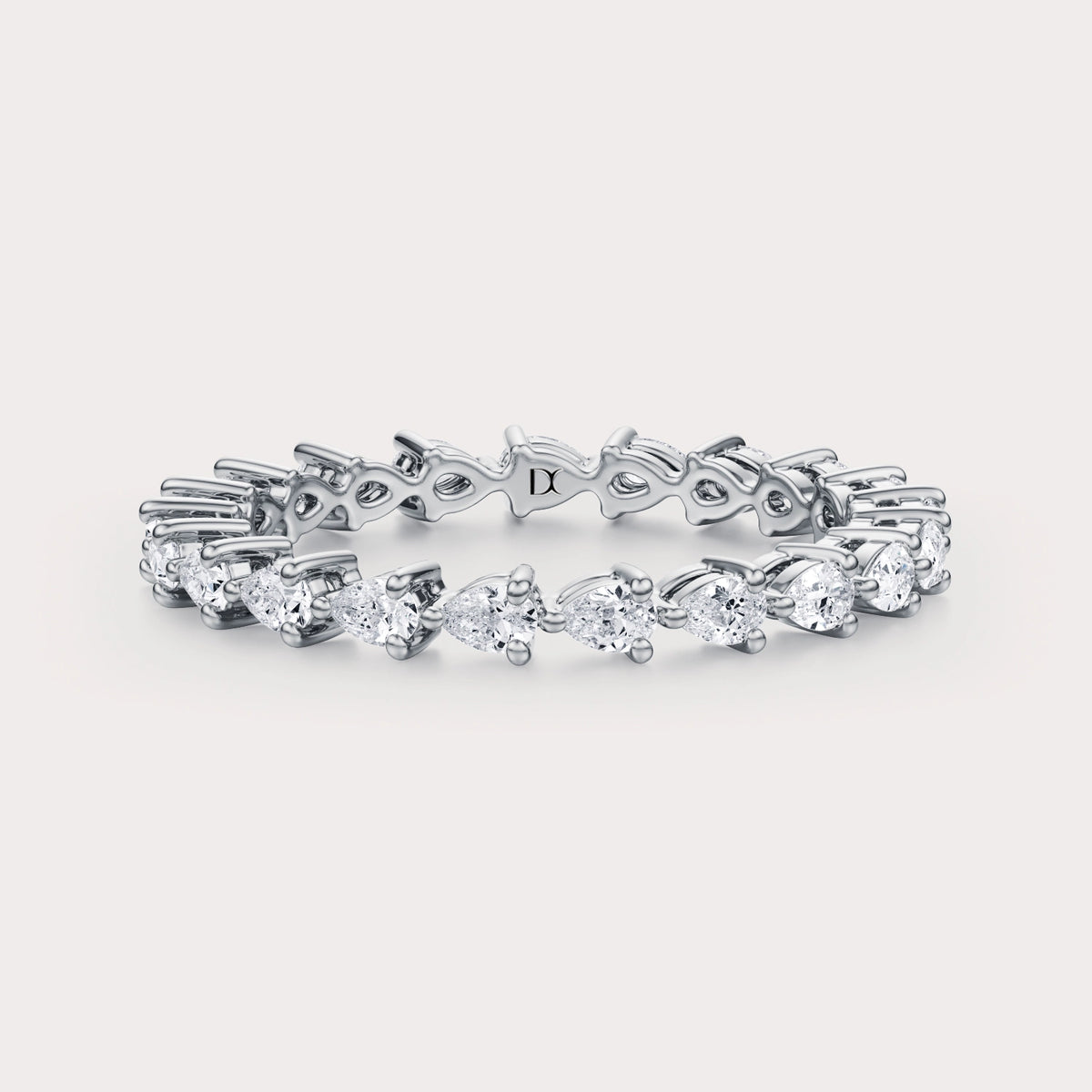 East West Pear 1 CT Eternity Band by Dorah in 14k White Gold, top view.