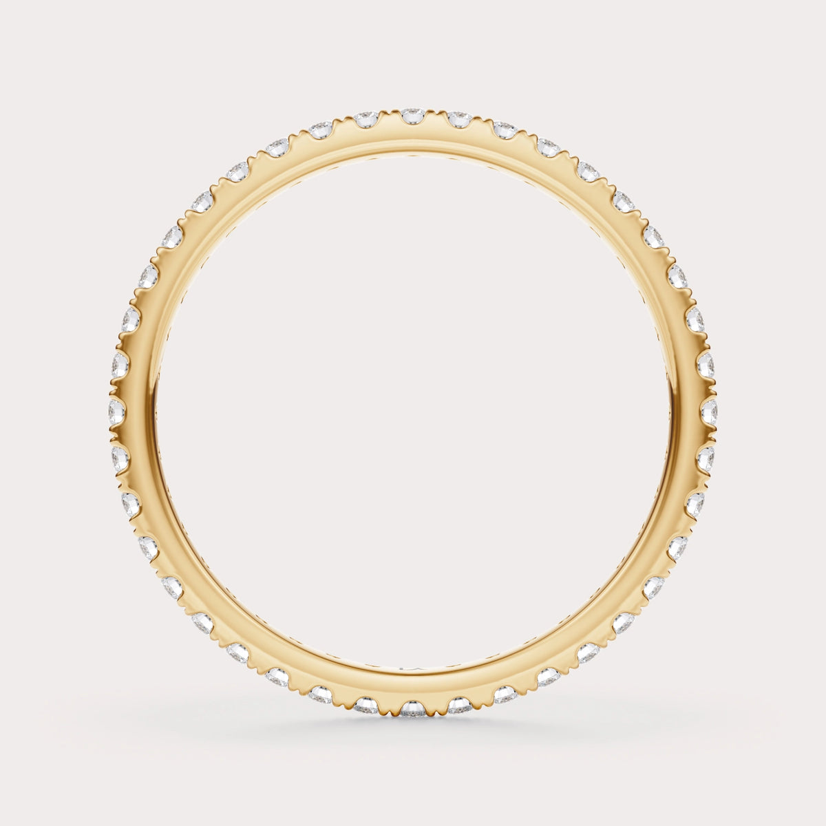 Pave 2/5 CT Lab Grown Diamond Eternity Band by Dorah in 14k Yellow Gold, top view.