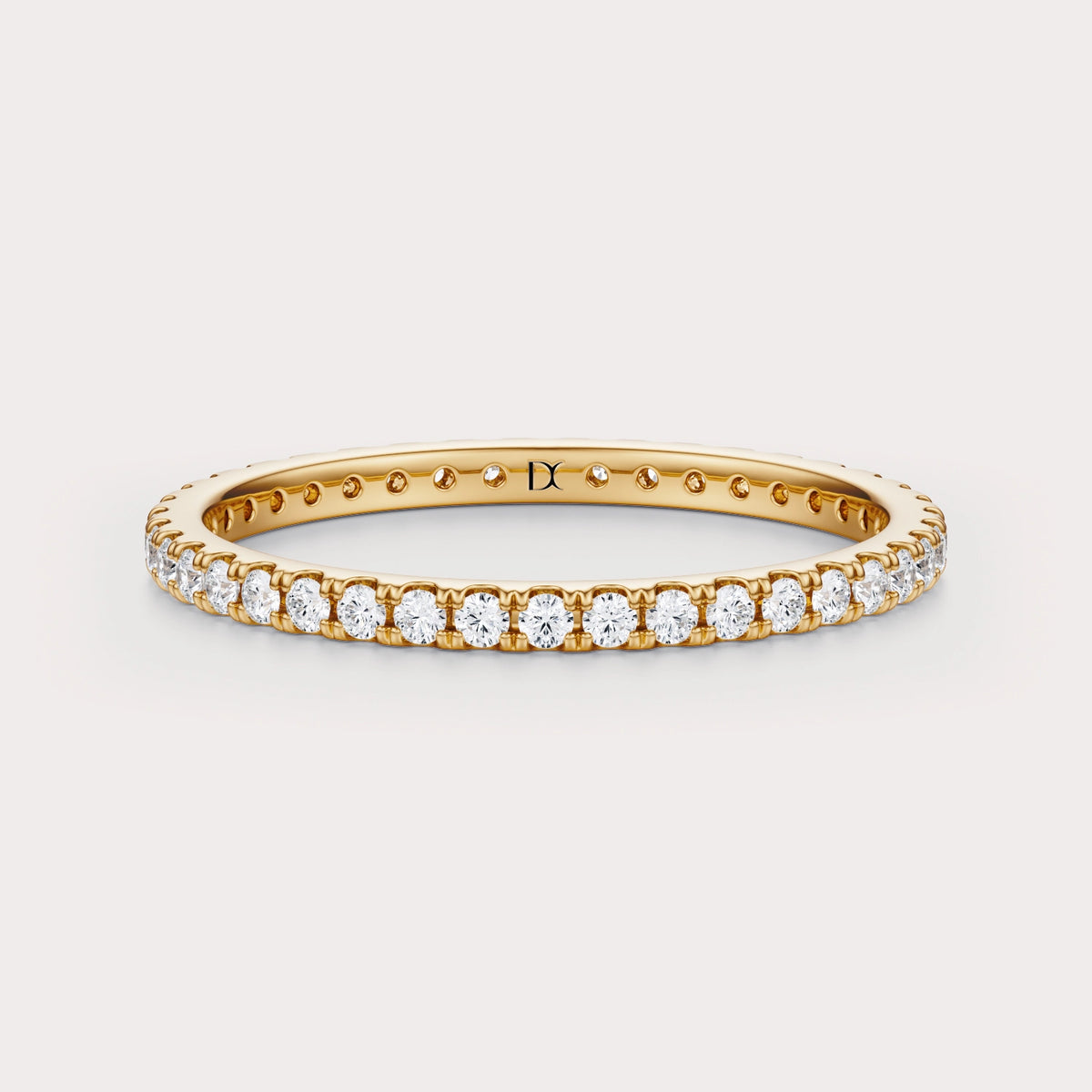 Pave 2/5 CT Lab Grown Diamond Eternity Band by Dorah in 14k Yellow Gold, front view.