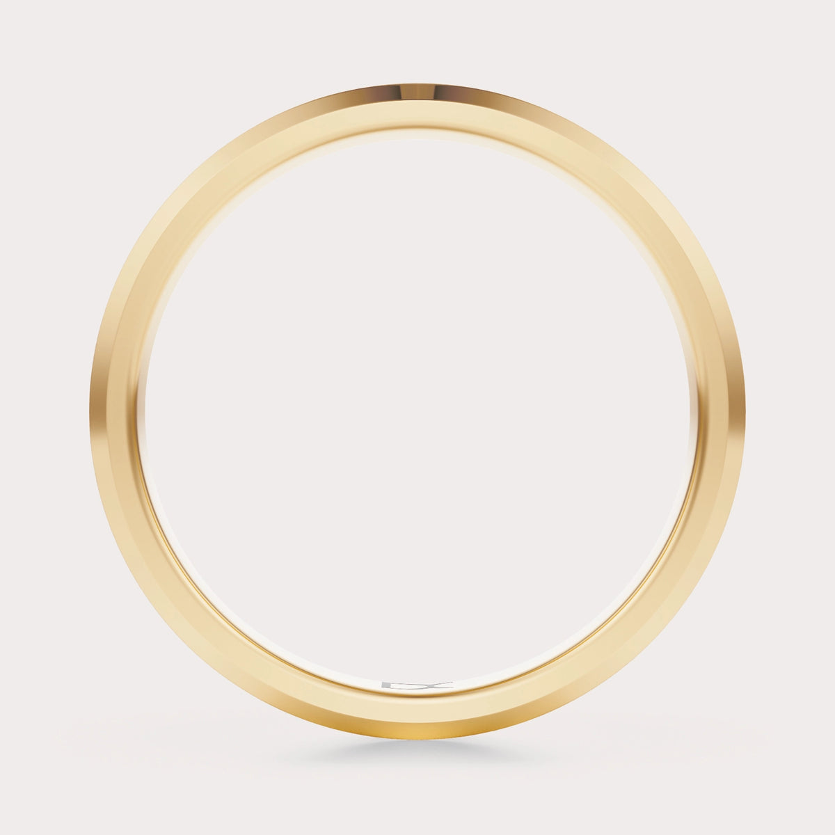 Matte Beveled Wedding Band 4 mm by Dorah in 14k Yellow Gold, top view.