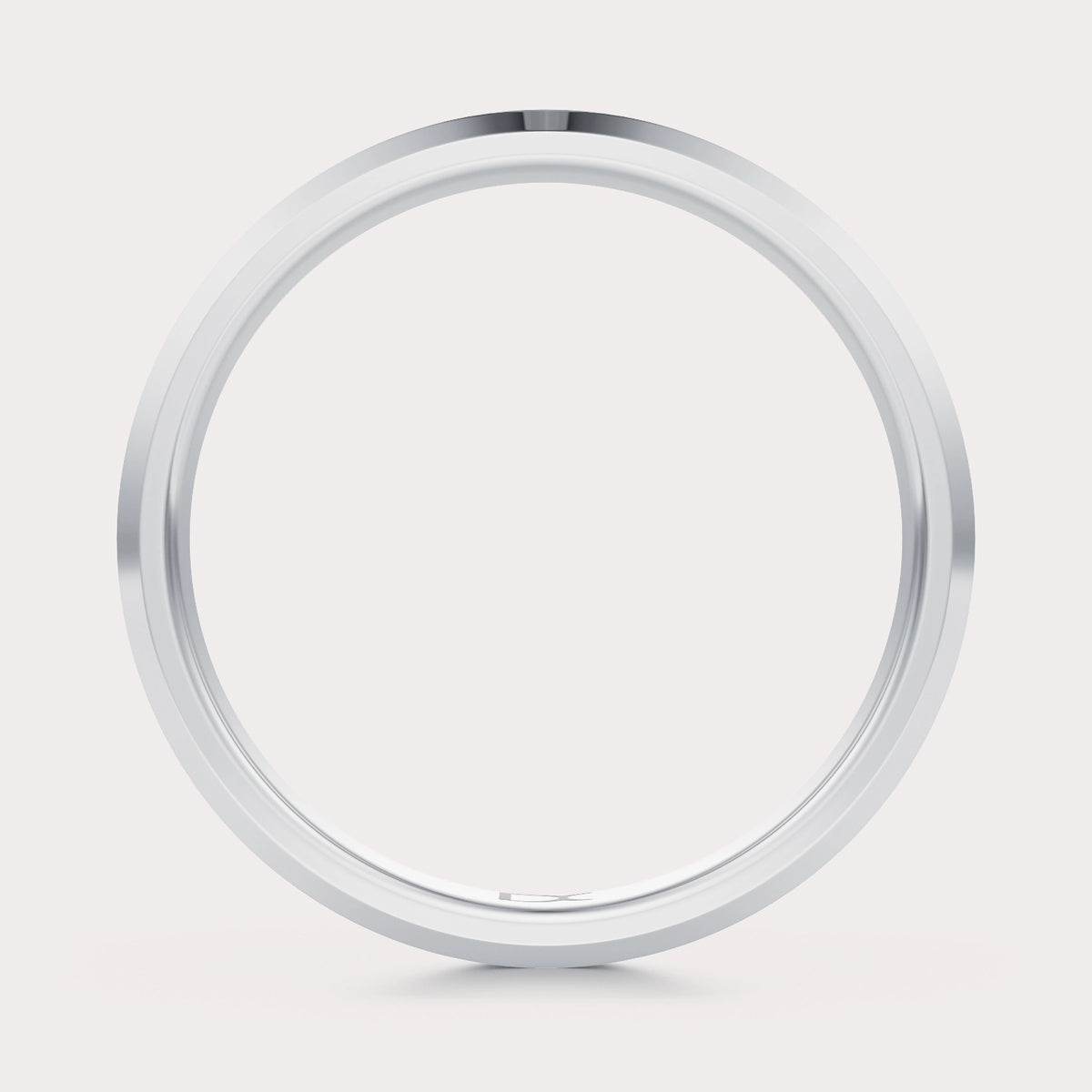 Beveled Wedding Band 4 mm by Dorah in 14K White Gold, top view.