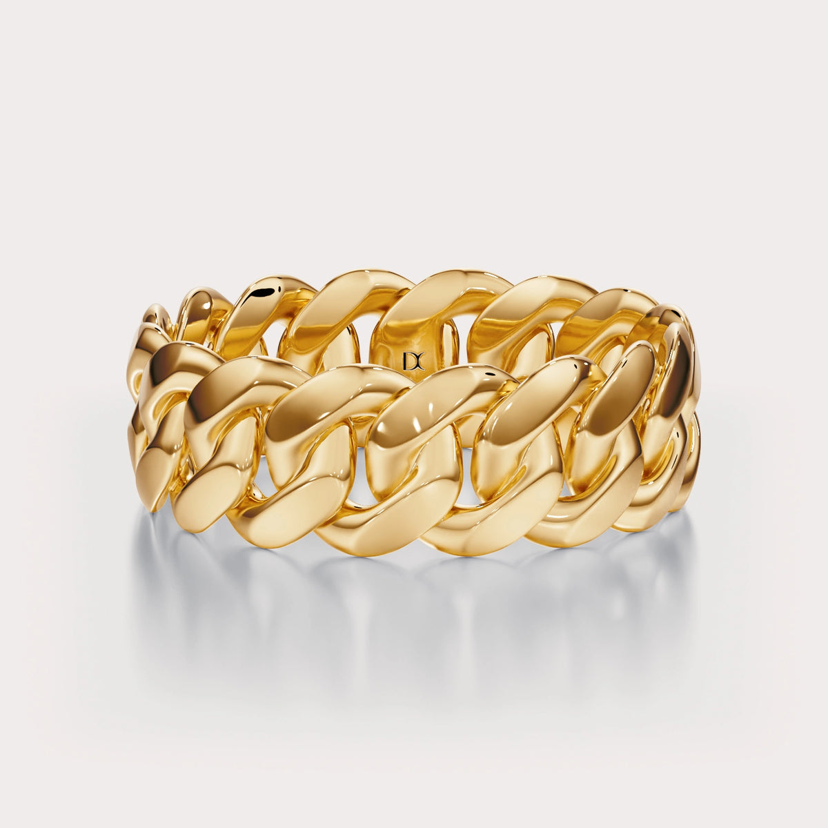 Chain Link Ring 8 mm by Dorah in 14k Yellow Gold, front view.