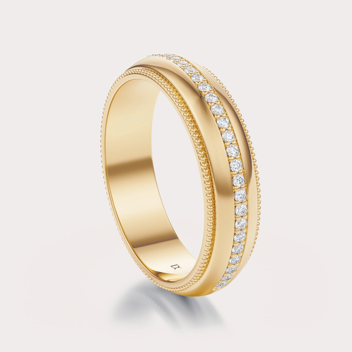 Milgrain Diamond Band 2/5 CT by Dorah in 14k Yellow Gold, front view.
