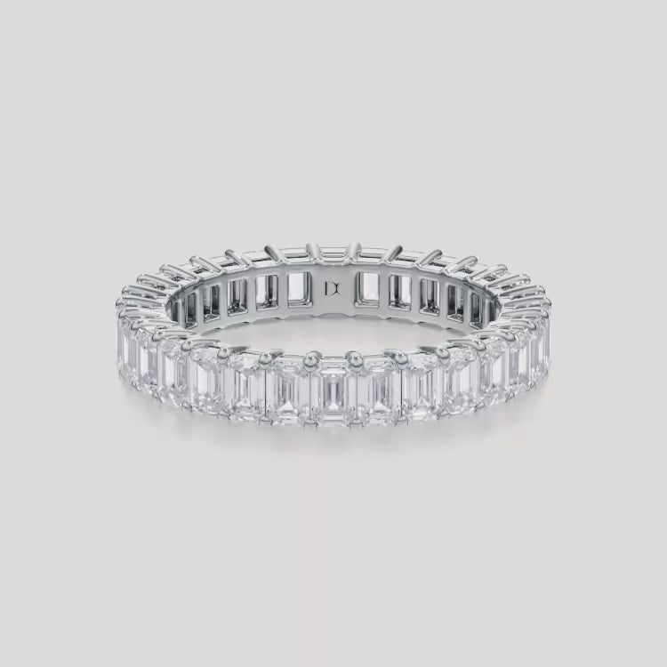 Shared Prong Emerald Lab Grown Diamond Eternity Band