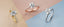 Promise Ring vs. Engagement - Three diamond engagement rings in gold, rose gold, and platinum settings on a pastel background.