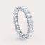 Soho  4 CT Cushion Cut Lab Grown Diamond Eternity Band by Dorah in 14k White Gold, side view.