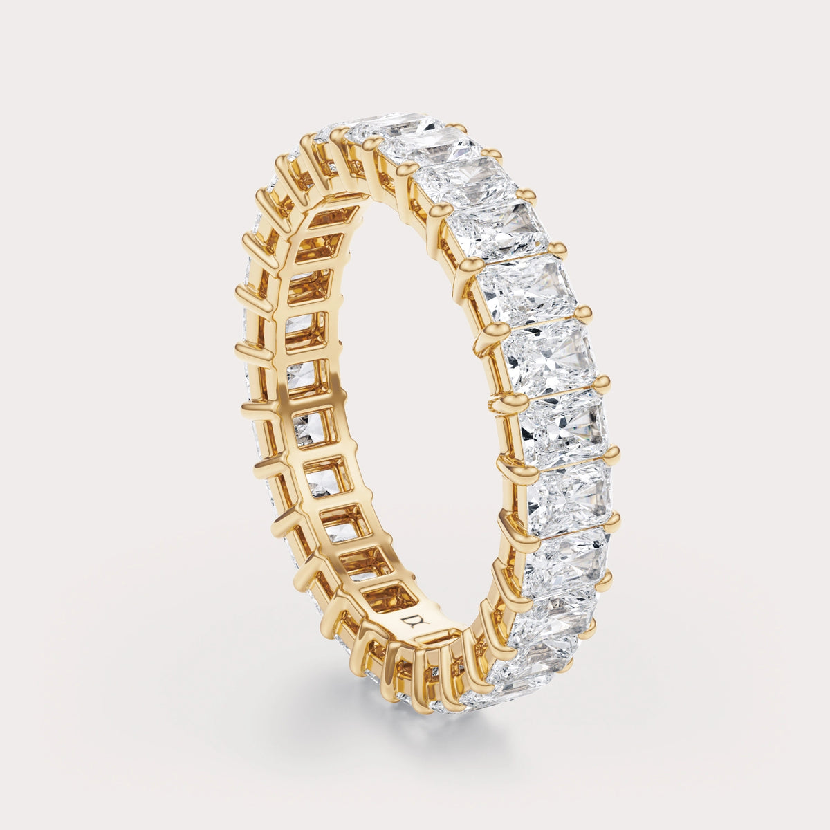 SHP  CT Lab Grown Diamond Eternity Band by Dorah in 14k Yellow Gold, side view.