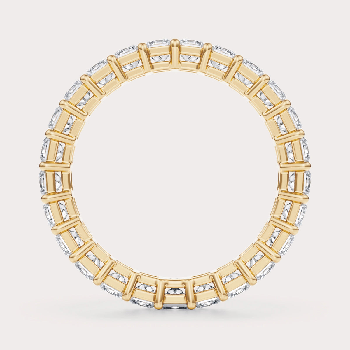 SHP  CT Lab Grown Diamond Eternity Band by Dorah in 14k Yellow Gold, side view.
