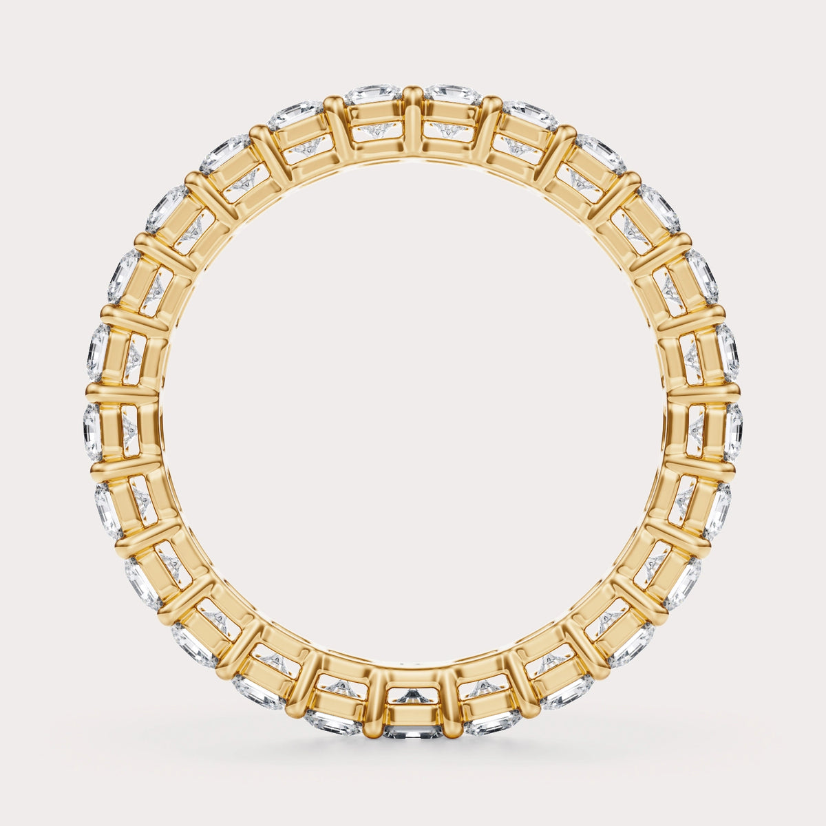 SHP  CT Lab Grown Diamond Eternity Band by Dorah in 14k Yellow Gold, side view.