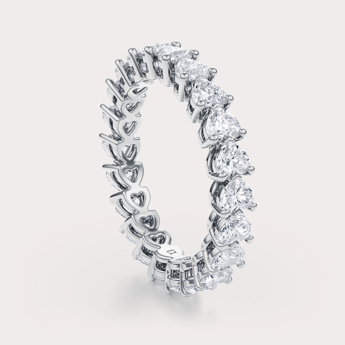 East West 2 CT Heart Shaped Eternity Band by Dorah in 14k White Gold, front view.