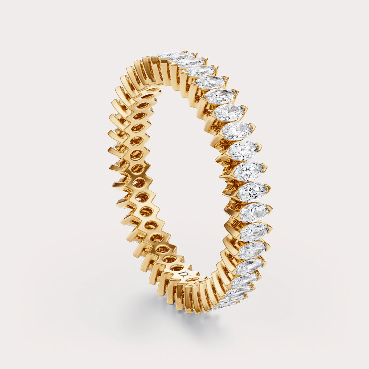 East West Pear 1.2 CT Eternity Band by Dorah in 14k Yellow Gold, side view.