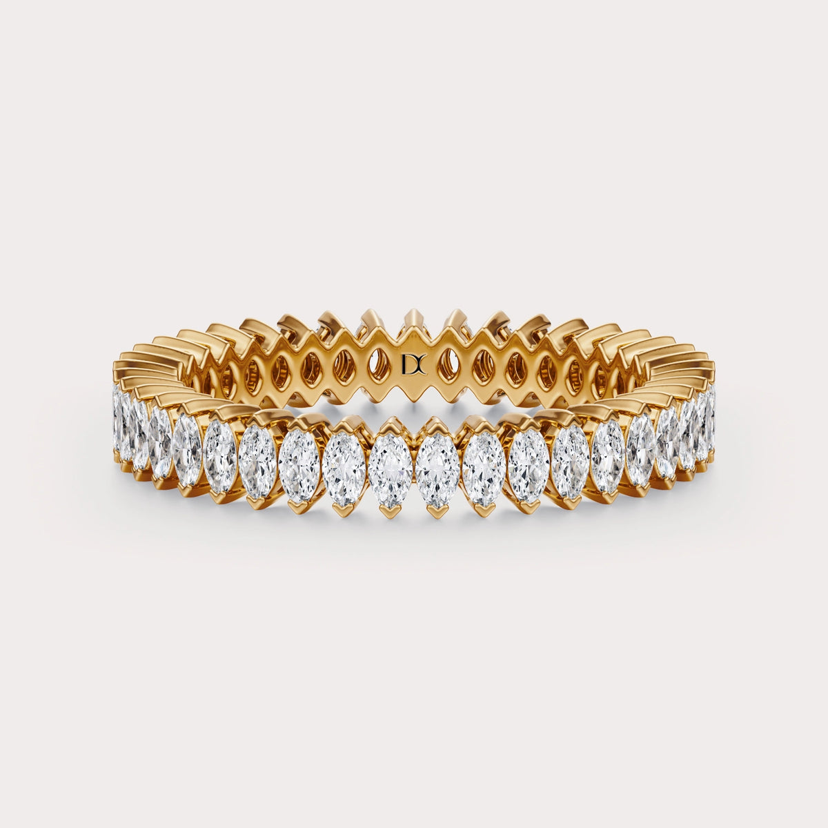 East West Pear 1.2 CT Eternity Band by Dorah in 14k Yellow Gold, top view.