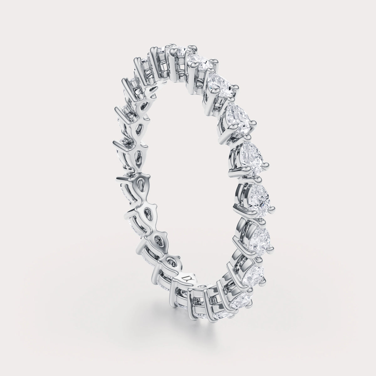East West Pear 1 CT Eternity Band by Dorah in 14k White Gold, front view.
