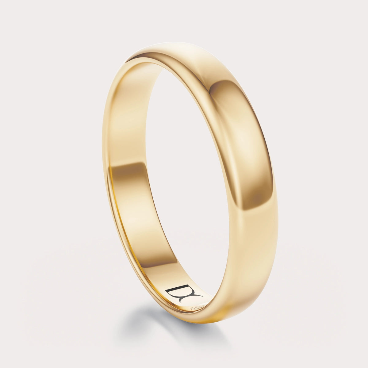 Plain Wedding Band 4 mm by Dorah in 14k Yellow Gold, front view.