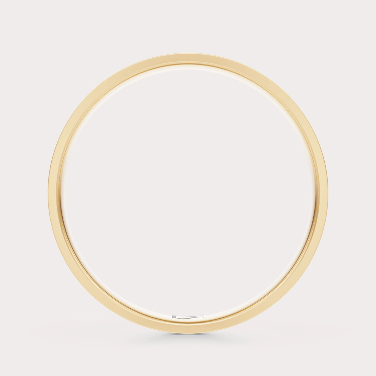 Flat Comfort Fit Wedding Band  4 mm by Dorah in 14k Yellow Gold, top view.