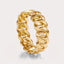 Chain Link Ring 8 mm by Dorah in 14k Yellow Gold, side view.