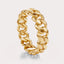 Curb Chain Ring 7 mm by Dorah in 14k Yellow Gold, front view.