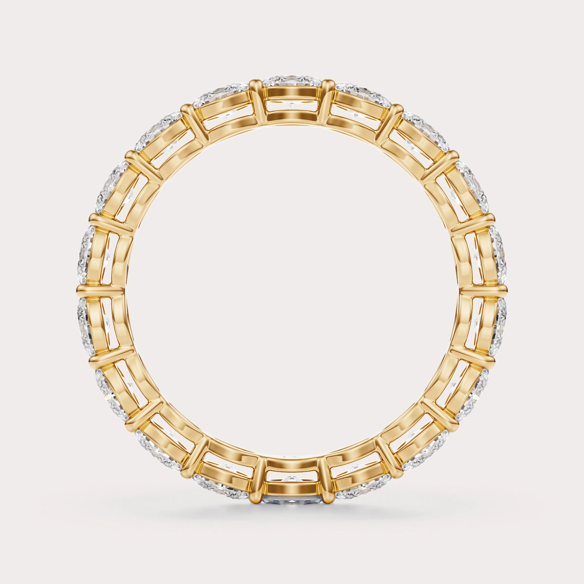 Shared  CT Lab Grown Diamond Eternity Band by Dorah in 14k Yellow Gold, side view.
