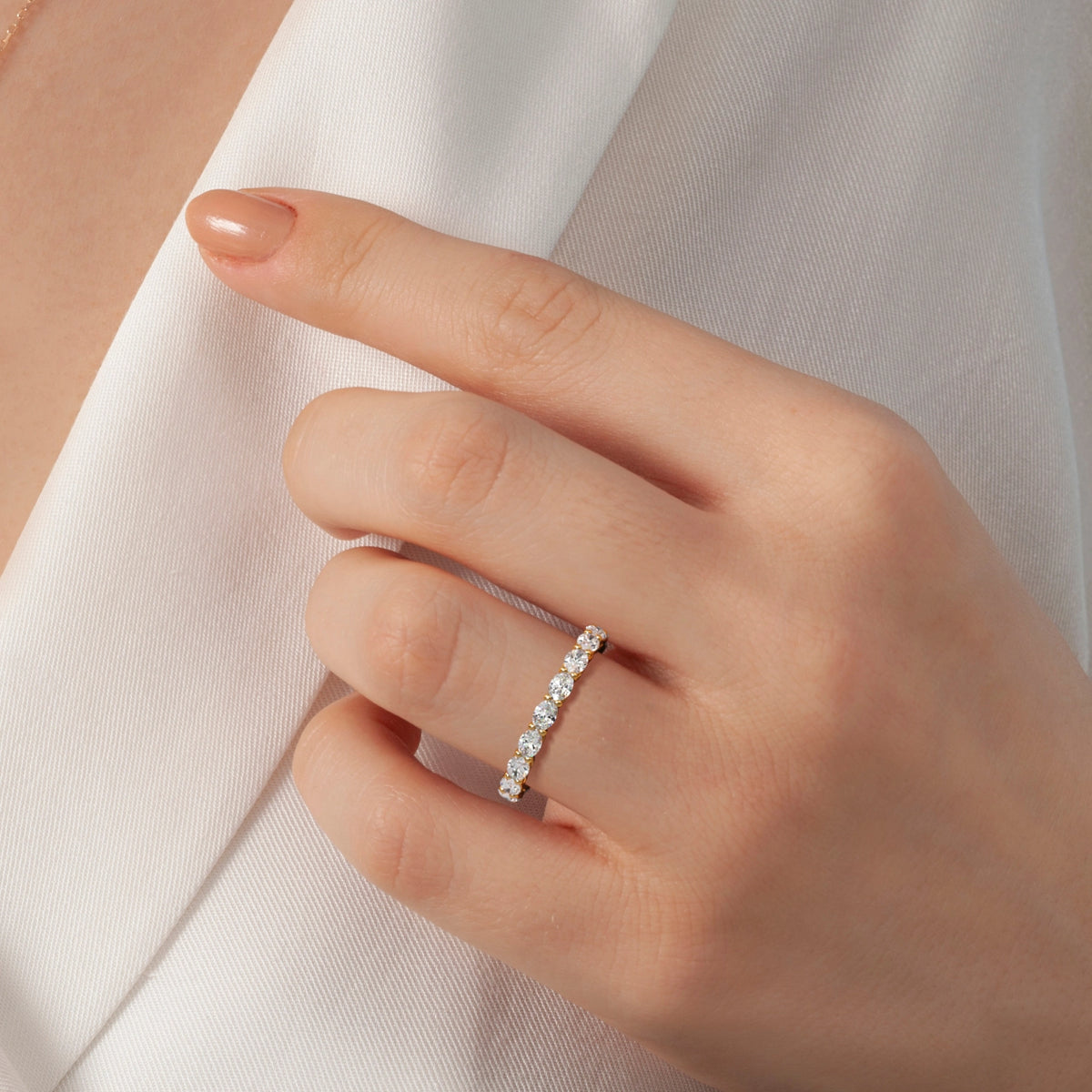 Shared  CT Lab Grown Diamond Eternity Band by Dorah in 14k Yellow Gold, worn by black woman