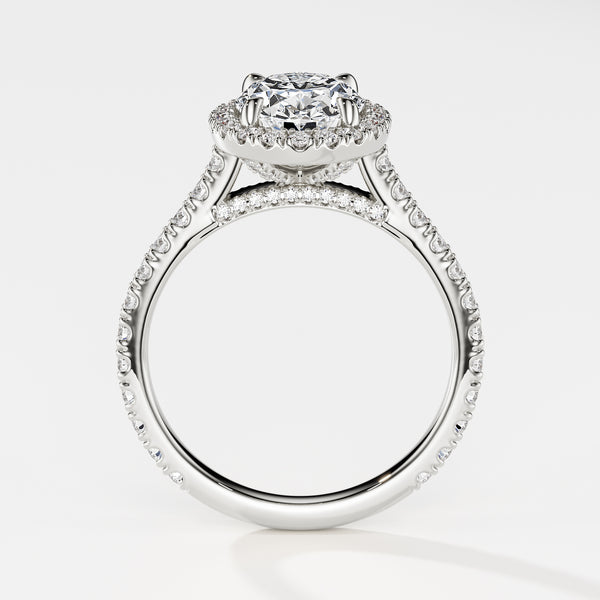 Halo Oval Engagement Ring 1.7 Carat Diamond