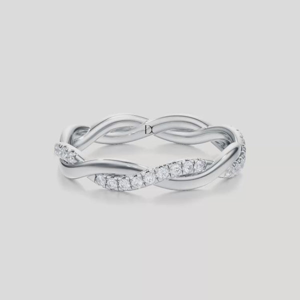 Twisted  1/3 CT Lab Grown Diamond Eternity Band by Dorah in 14k White Gold, turnaround animation.