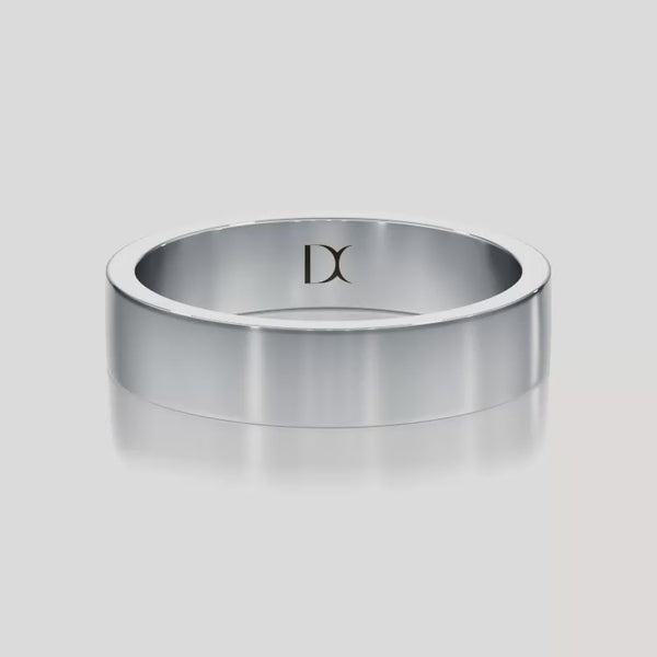 [14K White Gold][18K White Gold][Platinum] Simple Wedding Band 4mm by Dorah in 14k White Gold, top view animation.