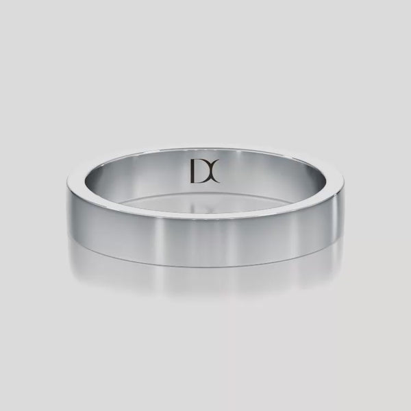 [14K White Gold][18K White Gold][Platinum]
Simple Wedding Band 4mm by Dorah in 14k White Gold, top view animation.